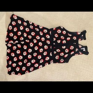 Black dress with pink and red flowers